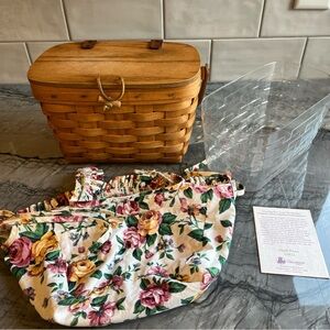 1994 Longaberger Small Purse With Garden Splendor Liner And Plastic Protector.